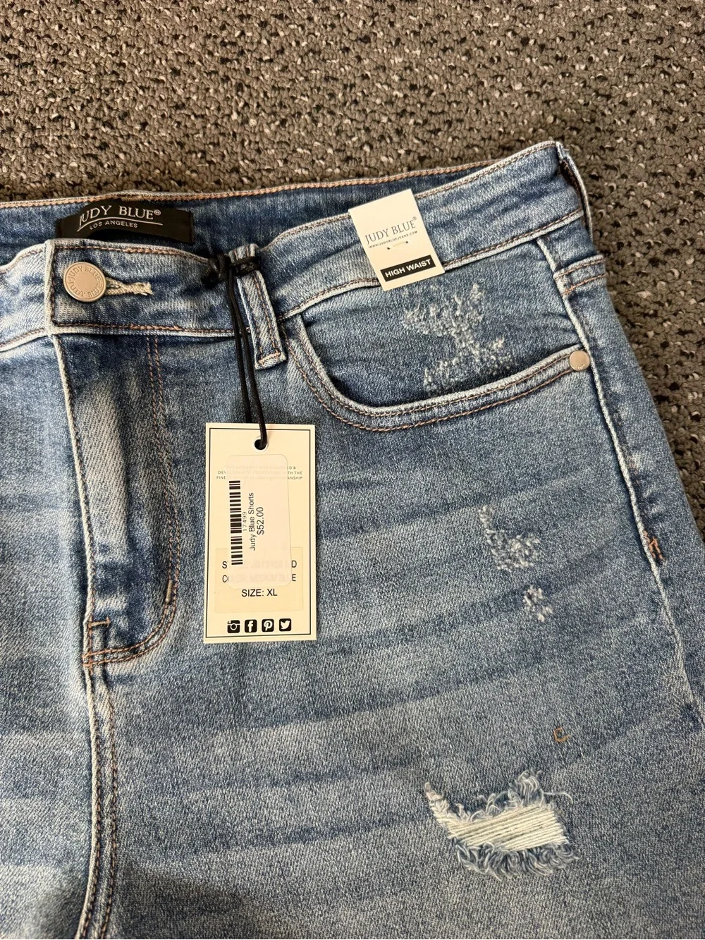 Light Wash Distressed Denim Shorts